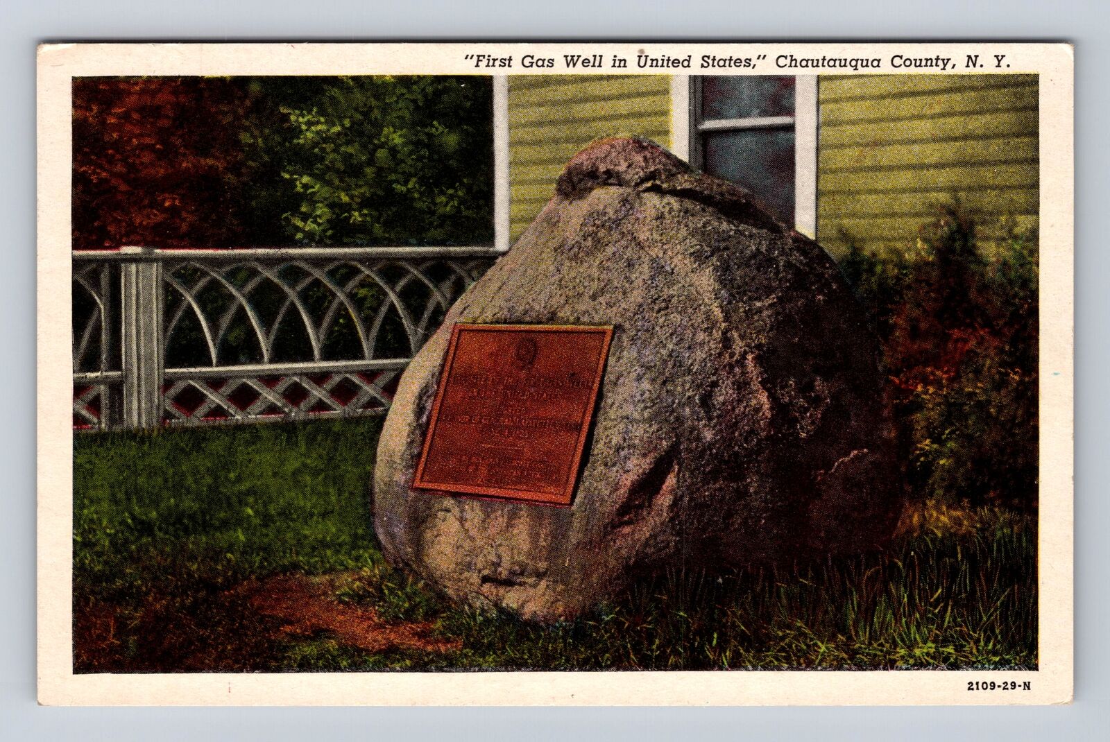 Fredonia NY-New York, Site of First Gas Well in U.S, Vintage c1955 Postcard