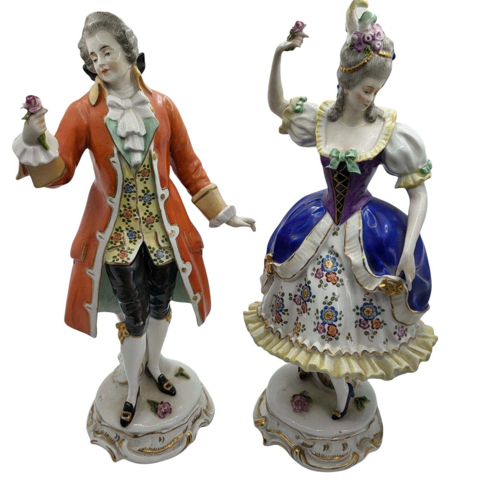 Scheibe Alsbach Kister German Antique Porcelain Dancing Rose Figurine Pair