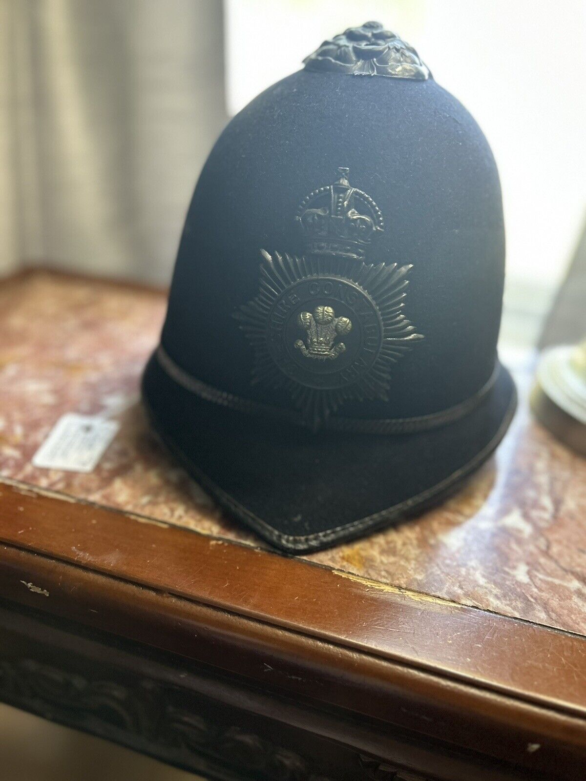 Antique All Original British Chershire Constabulary 1850’s  Bobby Helmet Hat
