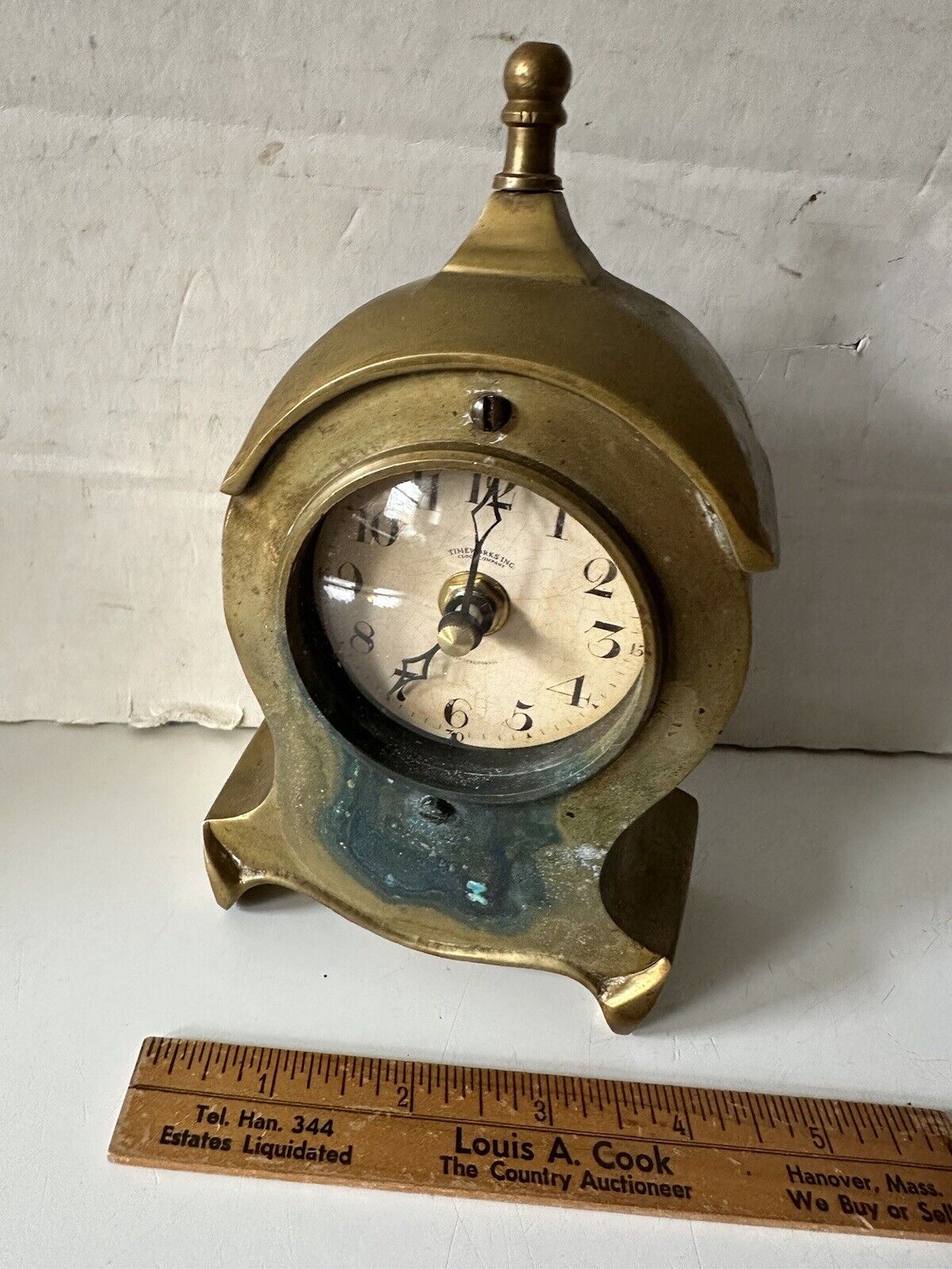 Vintage Solid Brass Bronze Small Clock Timeworks Berkeley CA Model Series 1906