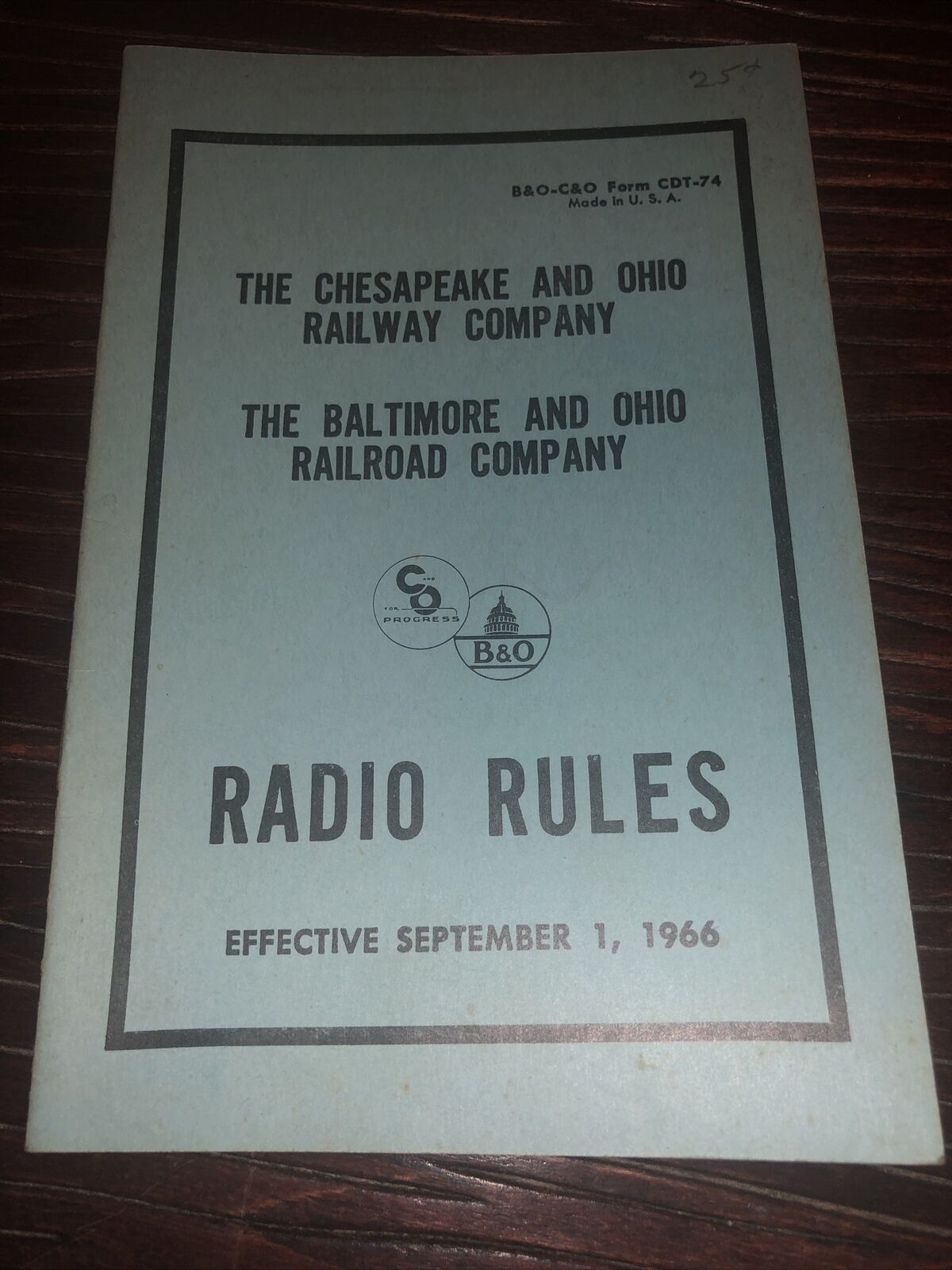1966 C&O/B&O Railroad Company Radio Rules Vintage Railroad Rules 9/1/1966