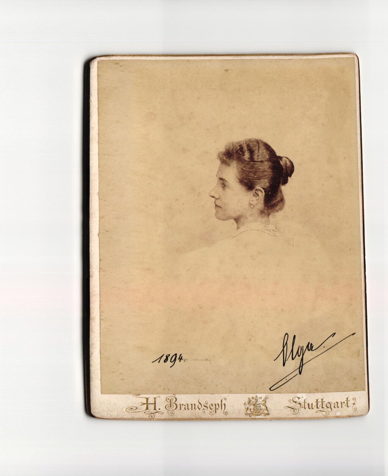 ROYAL Vintage Cabinet Card SIGNED AUTO -Duchess Olga of Württemberg 1876-1932