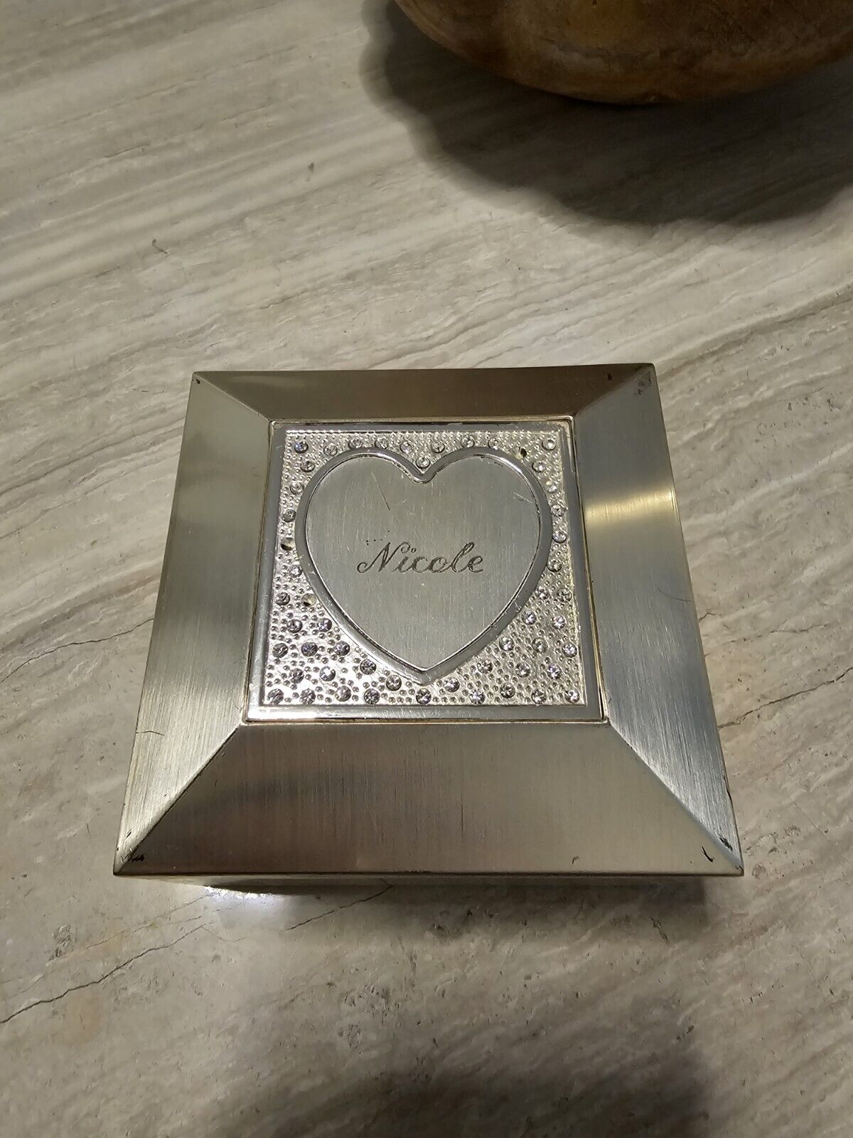 Things Remembered Jewelry Trinket Square Box with Rhinestones Heart (Nicole)name