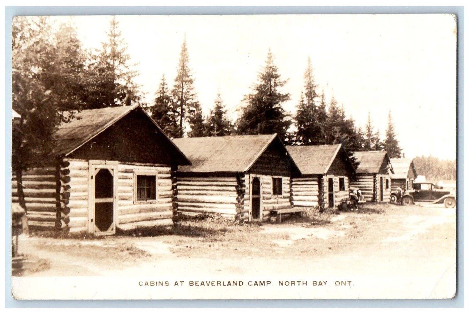 c1930\'s Cabins At Beaverland Camp North Bay Ontario Canada RPPC Photo Postcard
