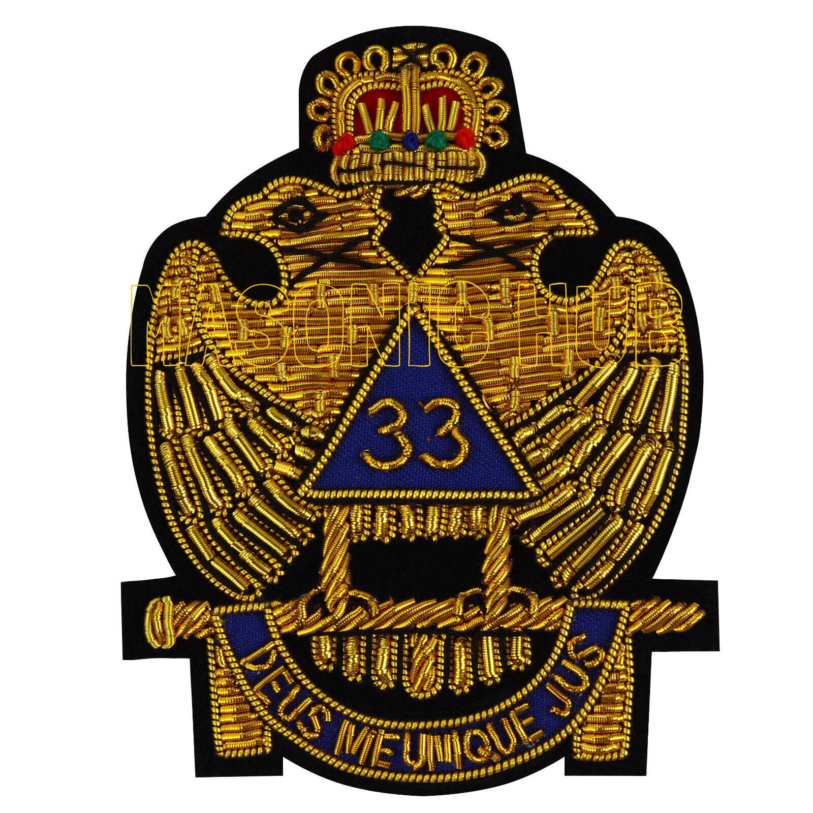Masonic Scottish Rite AASR 33 Degree Emblem patch Hand Embroidered 