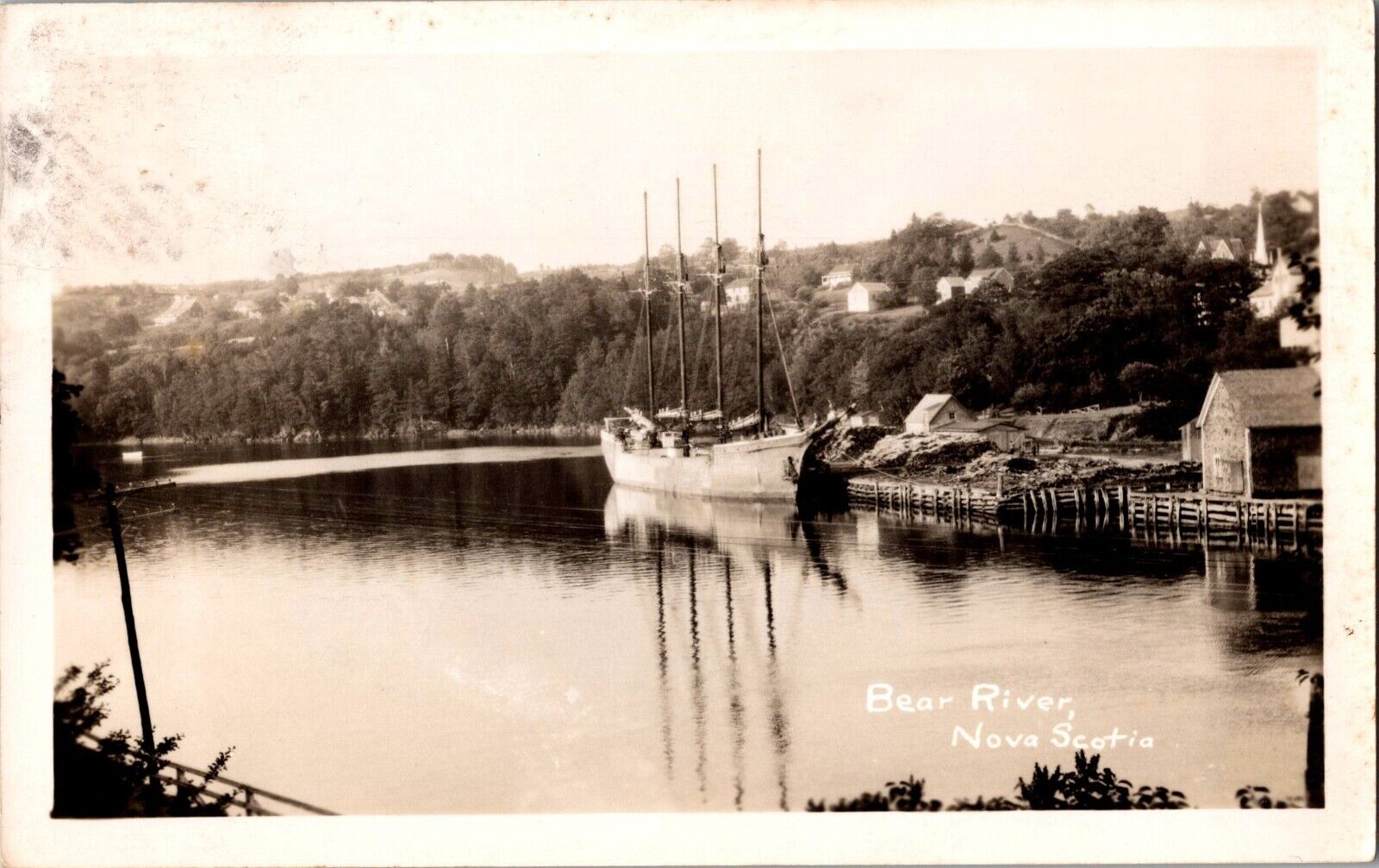 Bear River Nova Scotia Schooner Harbour RPPC Real Photo Postcard NS Posted 1939