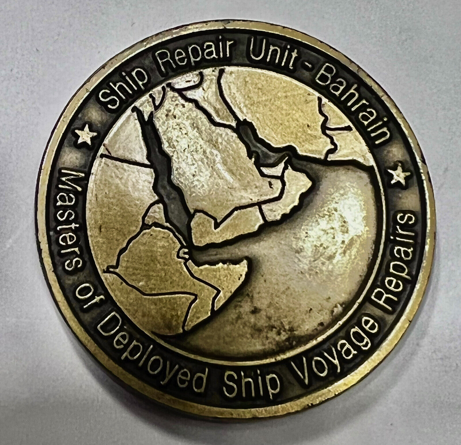 rare military sru ship repair unit of bahrain authentic challenge coin w/coa