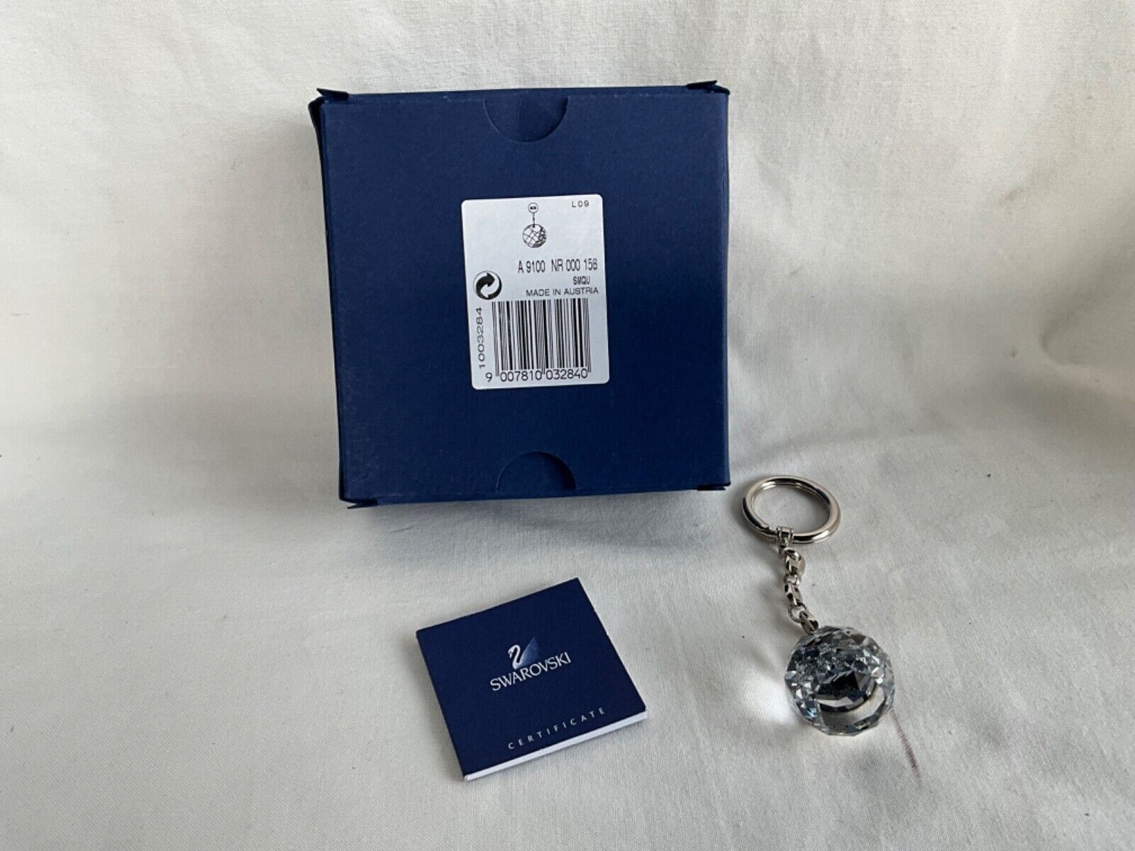 Swarovski Silver Crystal Key Chain  25 Years Facetted Round Crystal Silver Chain