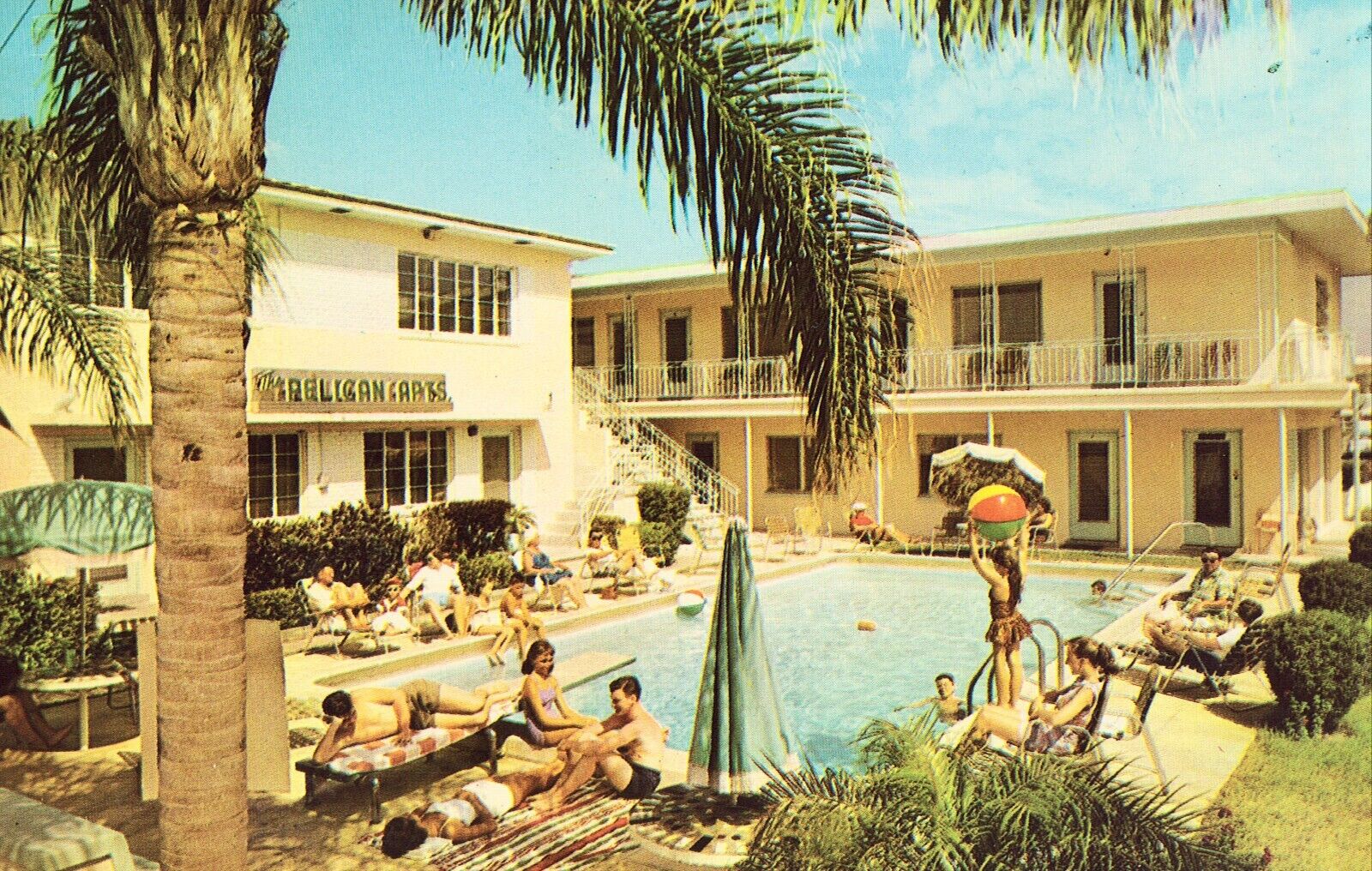 Pool, Pelican Apartments - St. Petersburg, Florida Vintage Postcard