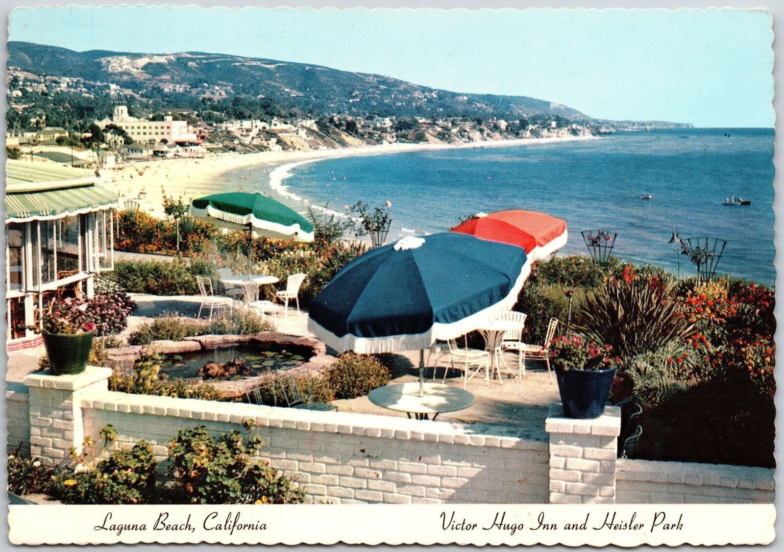 1979 Laguna Beach California Victor Hugo Inn Open Patio Flowers Posted Postcard