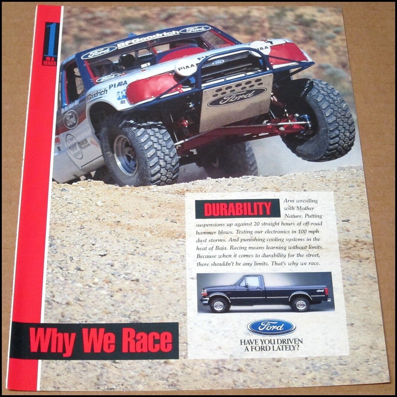 1993 Ford F-150 Print Ad Truck Automobile Advertisement Why We Race Racing #1