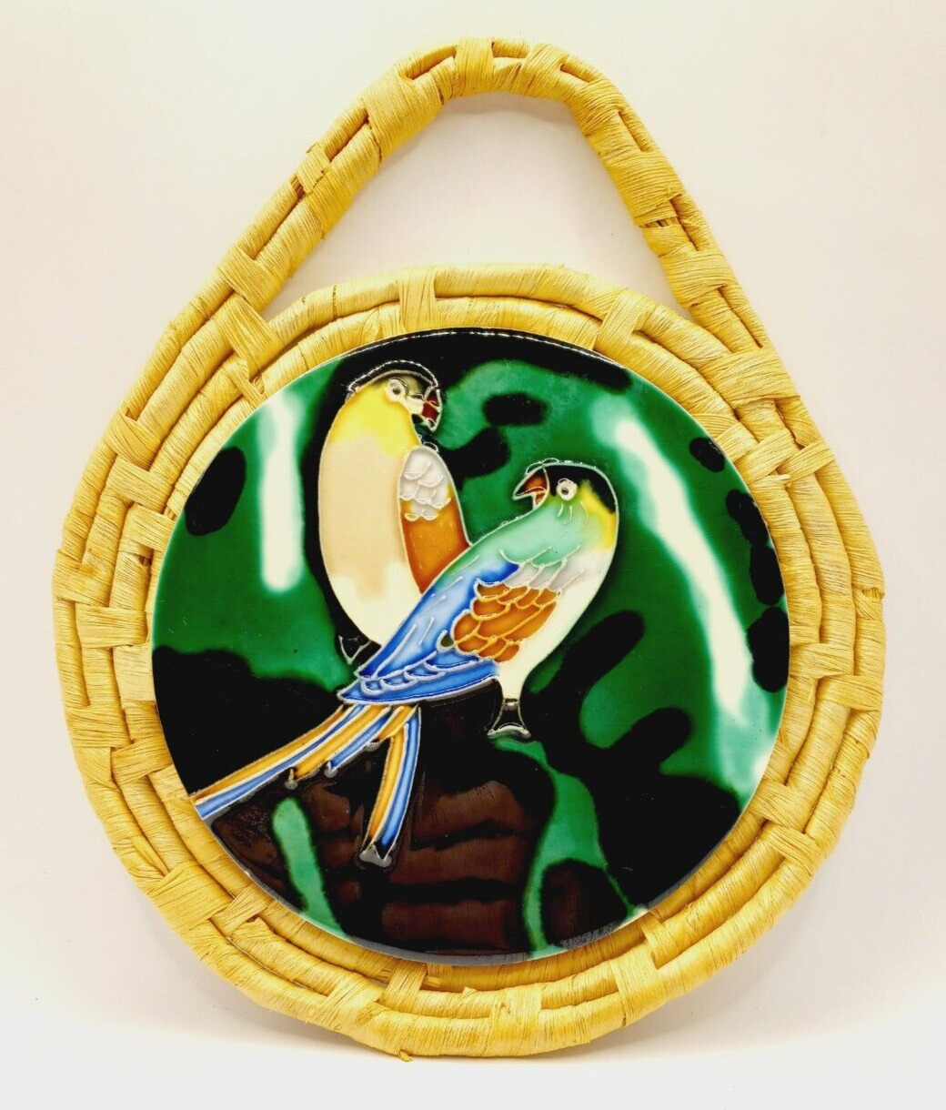 Colorful Birds Ceramic Hanging Tile Trivet Round