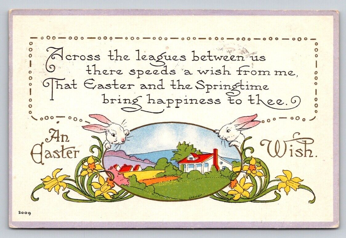 c1916 Fantasy Rabbits Egg Scene Easter P261A