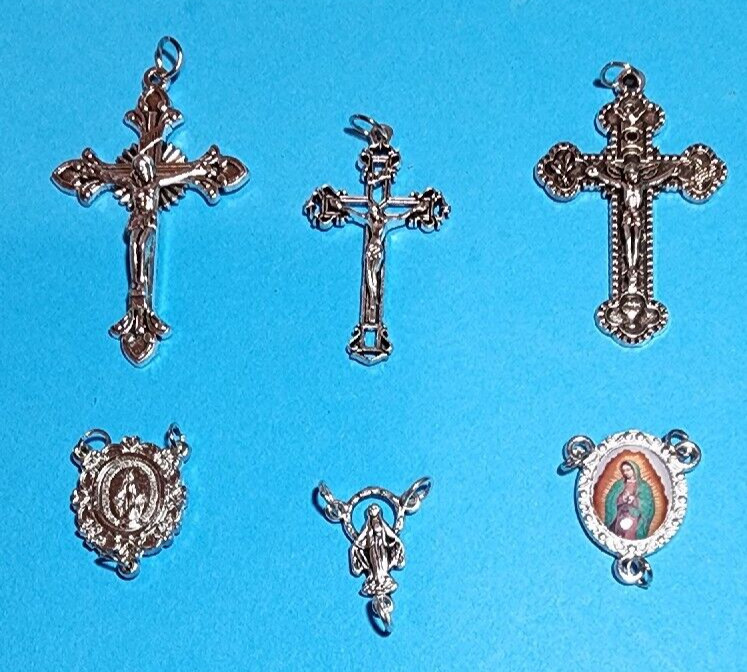 Rosary Parts - Lot of 3 Crucifix & Centerpiece Sets - OLO Grace - Guadalupe - MM