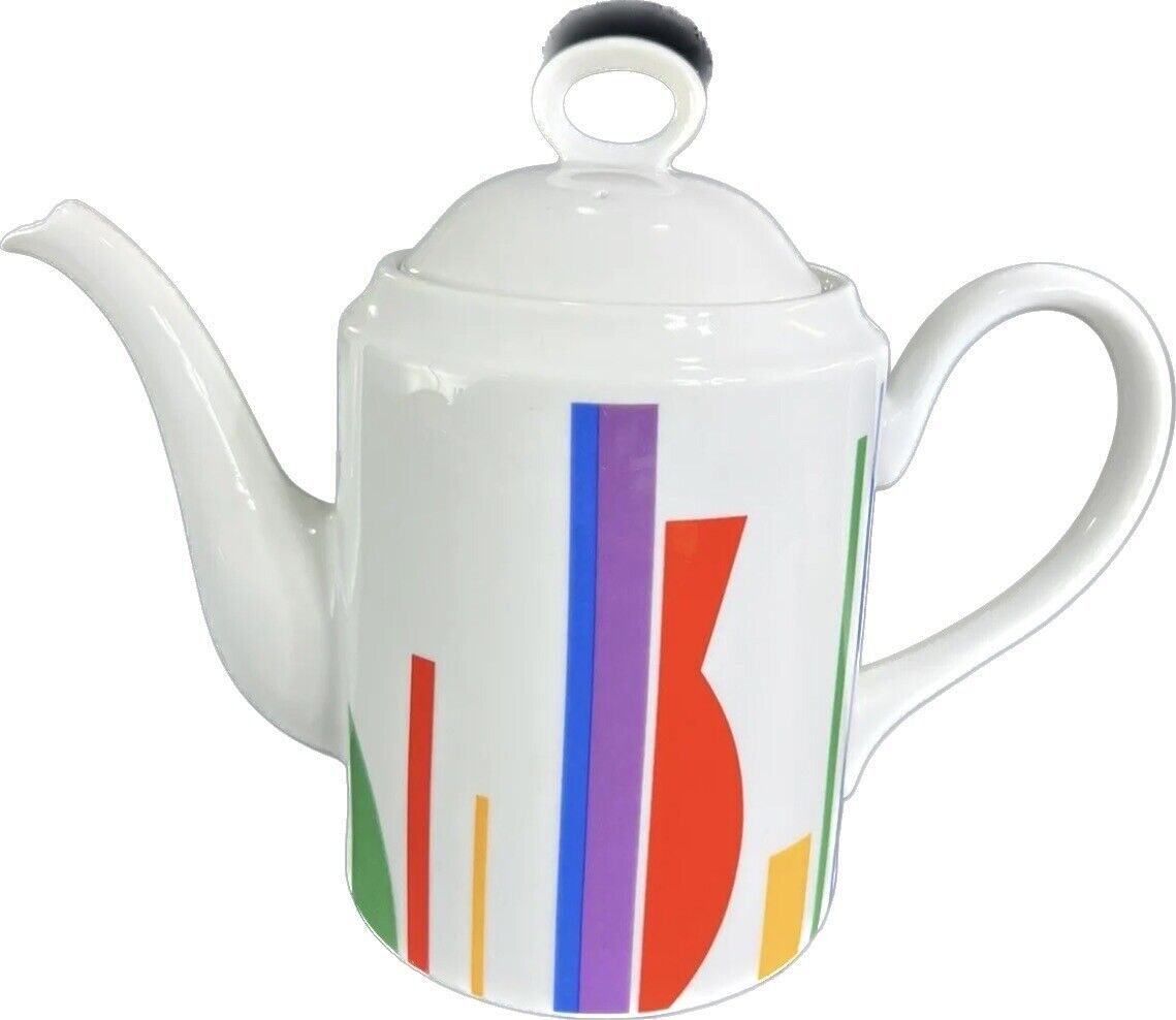 Jack Prince X Toscany Japan Teapot White Ceramic Trylon Post Modern Color Block