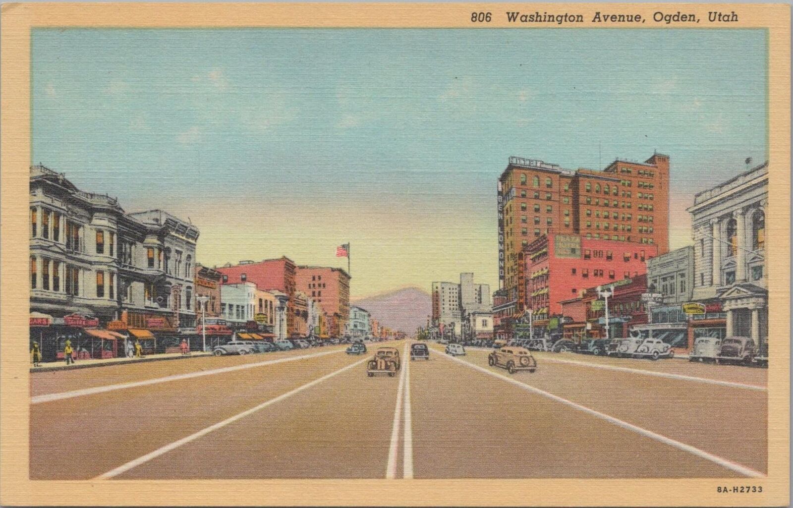 Postcard Washington Avenue Ogden Utah UT