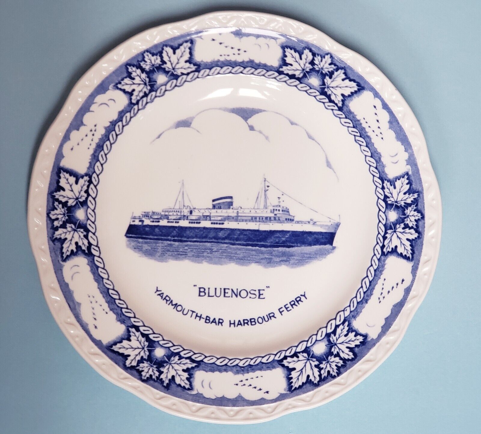 Antique BLUENOSE Ferry Yarmouth Bar Harbor Maine Royal Falcon Ware Plate RARE