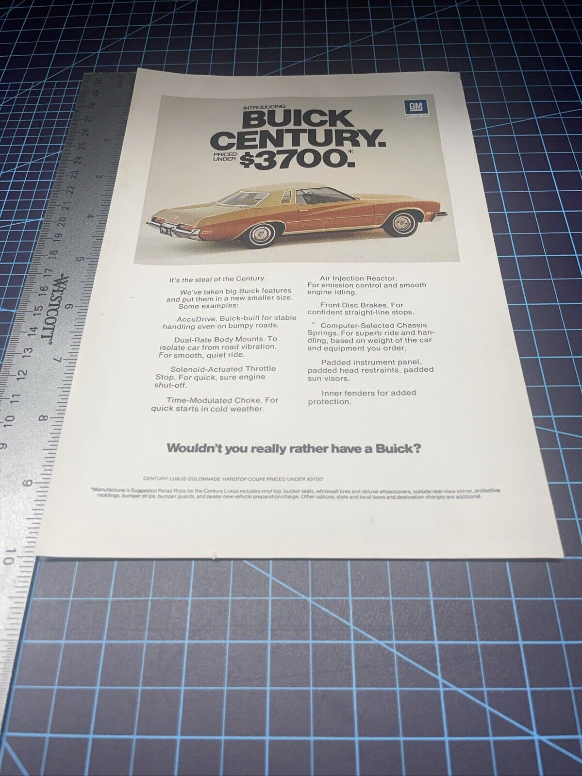 1973 Buick Century Vintage Magazine Print Advertisement