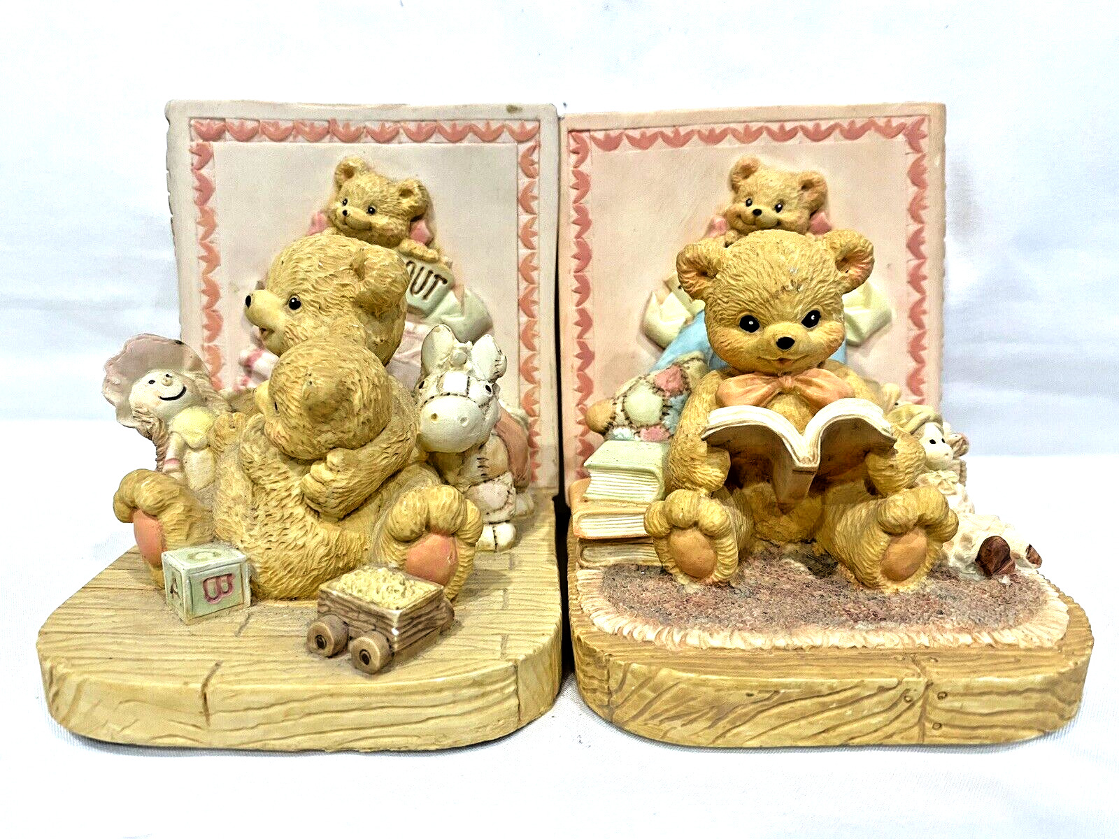 A Set Of Teddy Bear Book Ends Teddys Day Out Resin Bookends