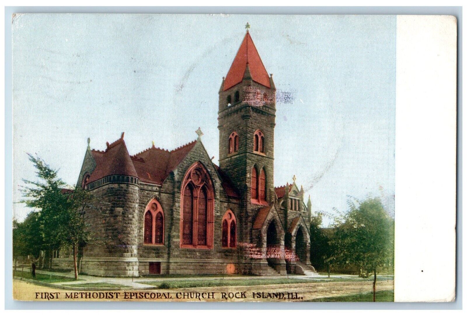 Rock Island Illinois IL Postcard First Methodist Episcopal Church 1911 Antique