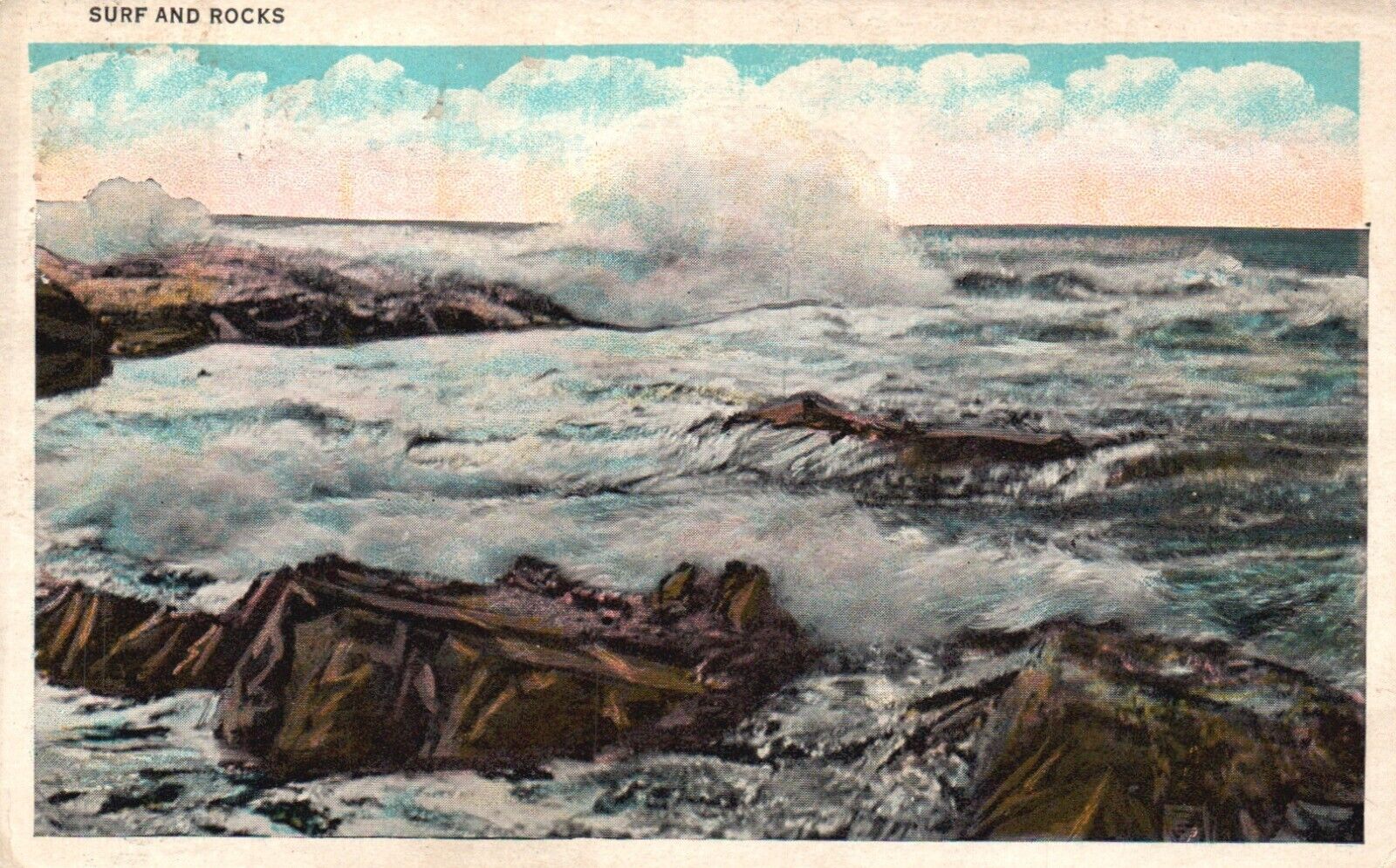 Postcard ME Posted York Beach Maine Surf & Rocks 1935 WB Vintage PC f7155