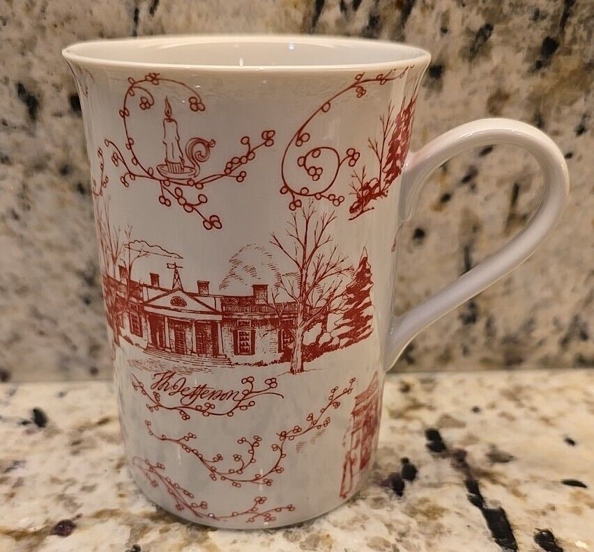The Jefferson Monticello Home Hand Crafted Red China Coffee Tea Cup
