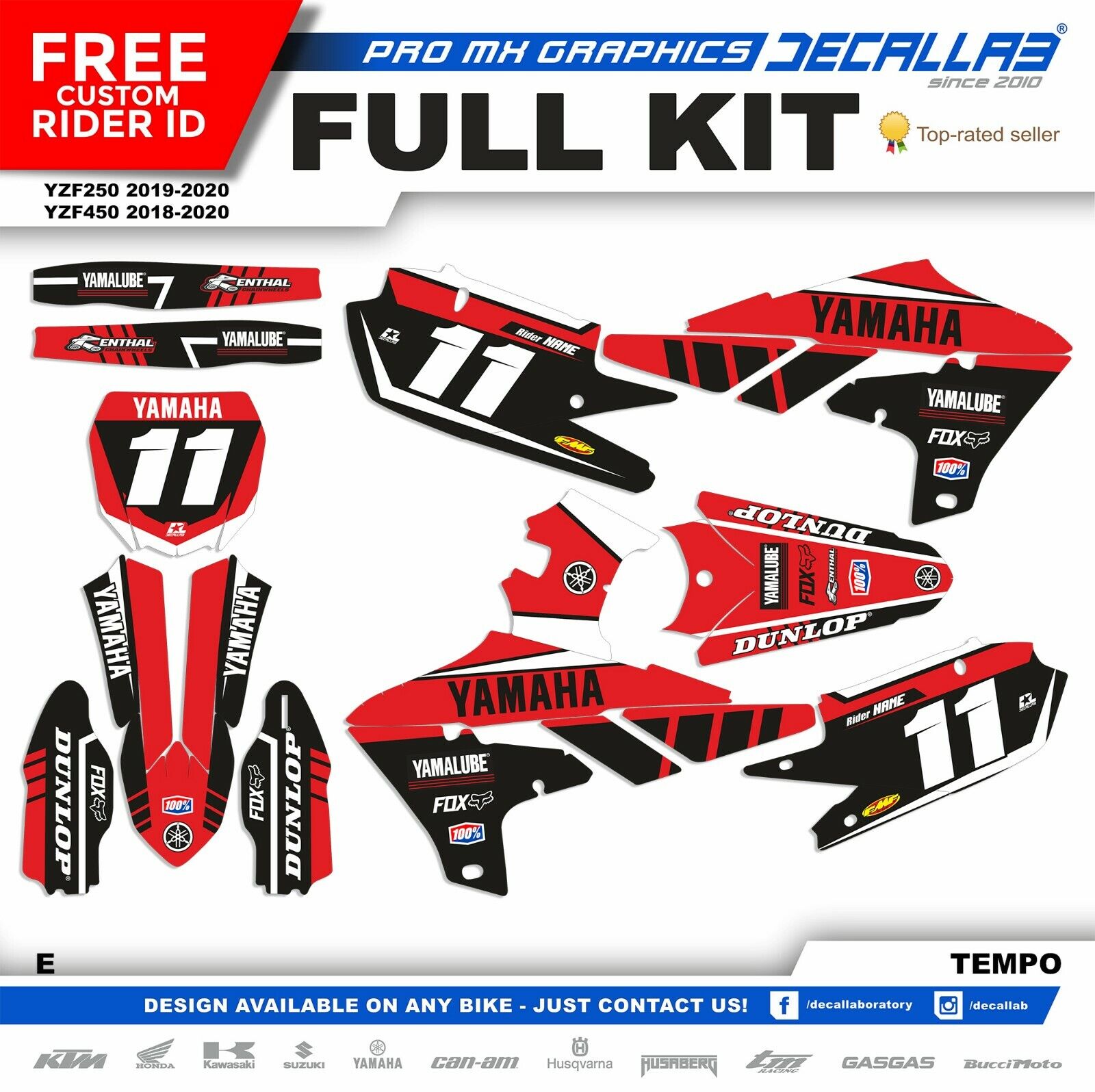 YAMAHA YZF 450 2019 2020 YZF 250 2019 Graphics Decals Stickers Decallab