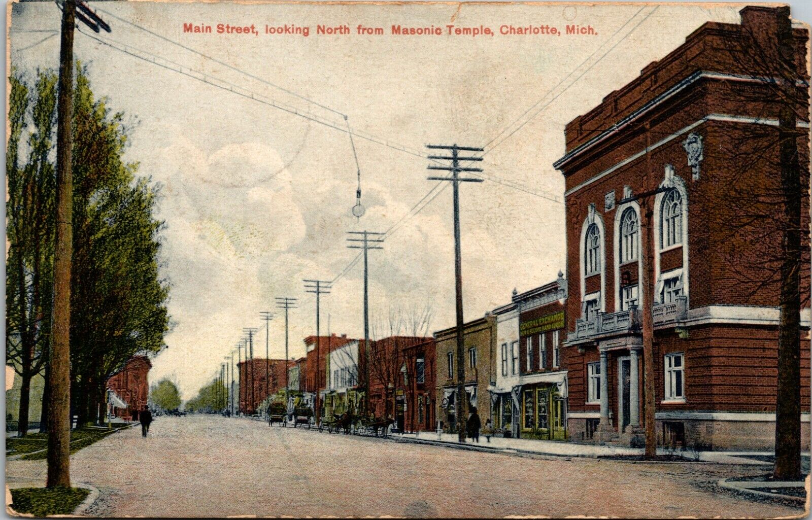 Main Street, Charlotte, MI Michigan Postcard 