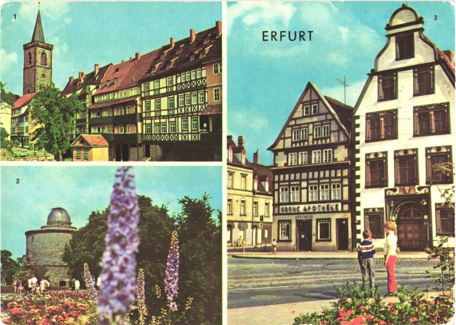 Erfurt Germany Krämerbrücke North Side People\'s Observatory Restaurant Postcard
