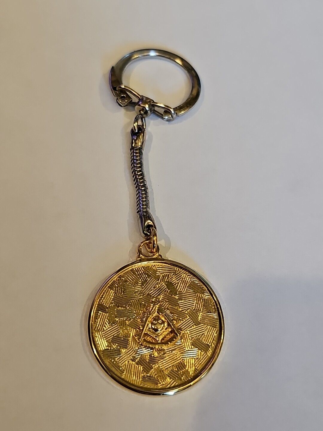 Vintage Gold Tone Masonic Keychain - New