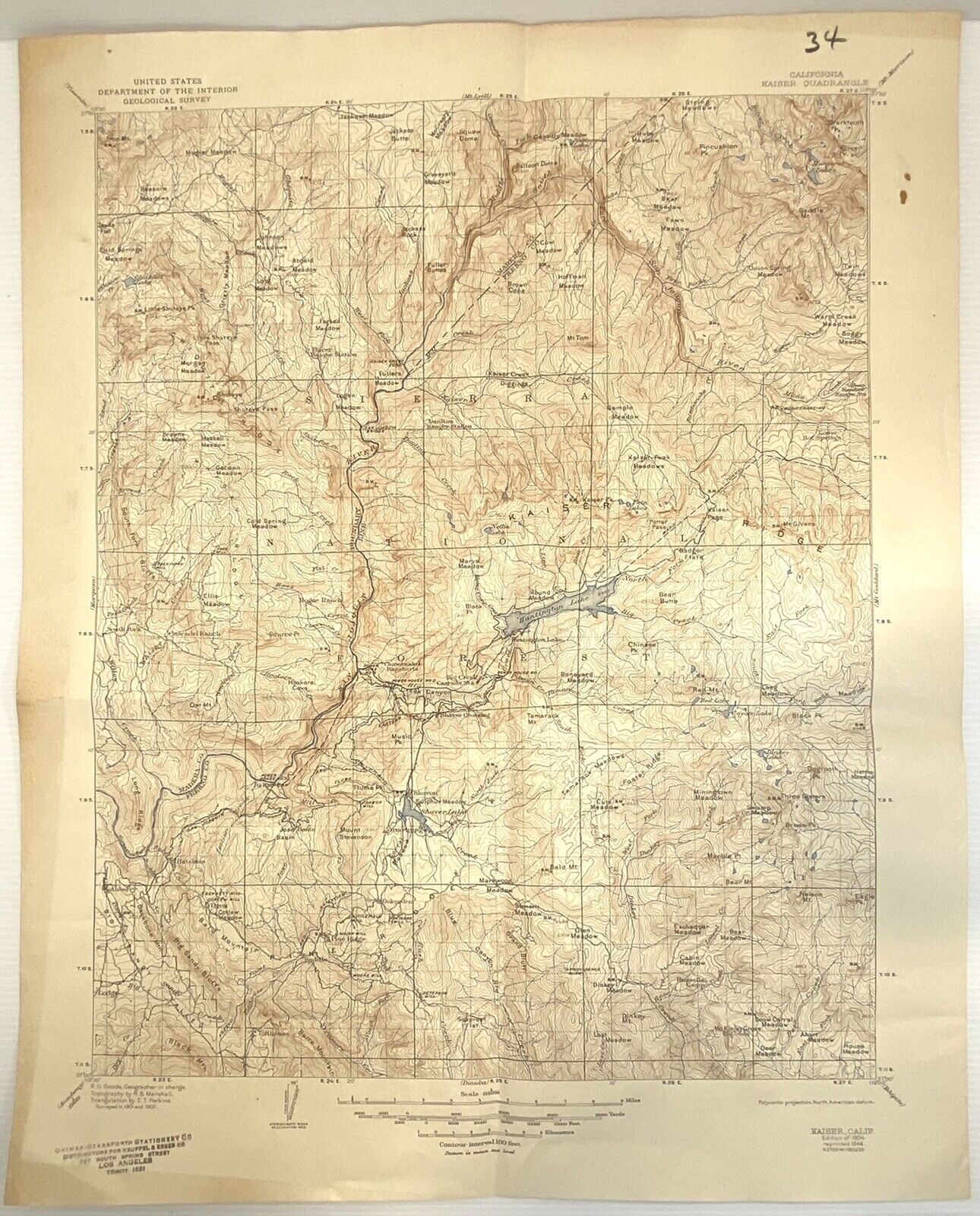 VTG U.S Dept. of Interior Geological Survey - KAISER, CA. 1946 Topographic Map
