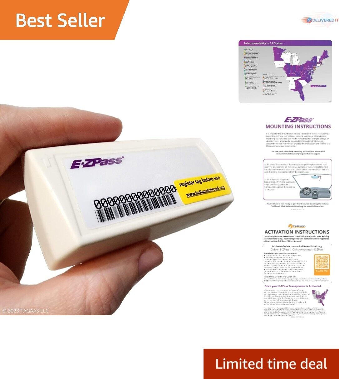 Easy-to-use Universal E-ZPass Transponder - Indiana Toll Road ITRCC 1-Pack