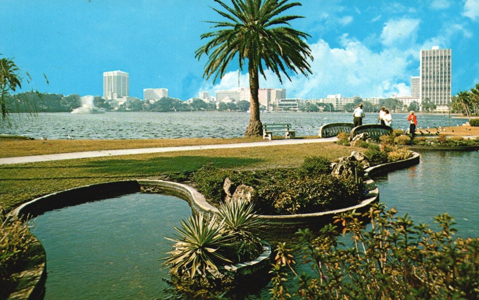 Postcard FL Orlando Florida Lake Eola Downtown Skyline Chrome Vintage PC G9543