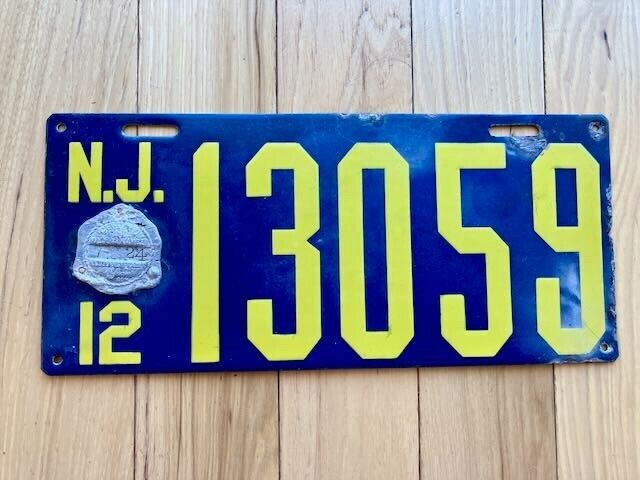 1912 New Jersey License Plate
