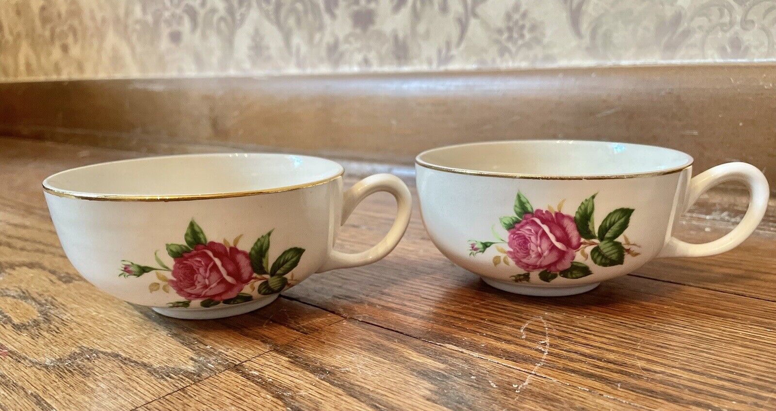 Pair Of Vintage Rose Teacups