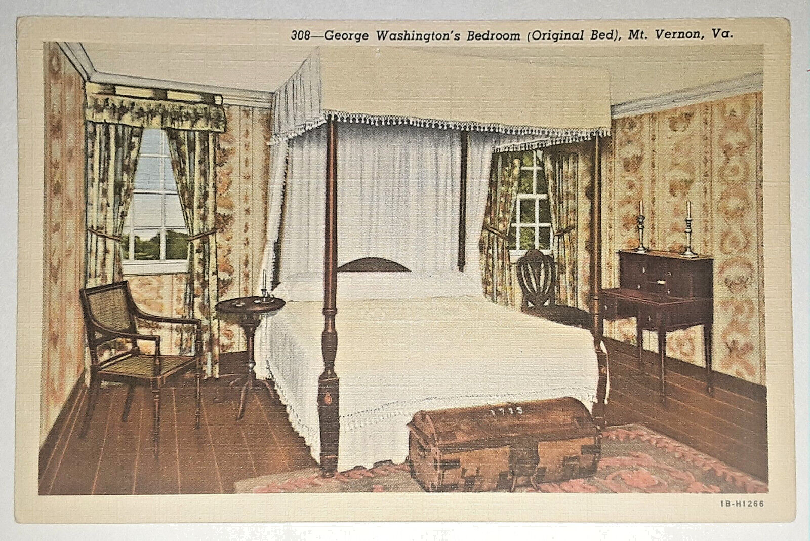 George Washington\'s Bedroom (Original Bed), Mt. Vernon, Va., linen - Unposted