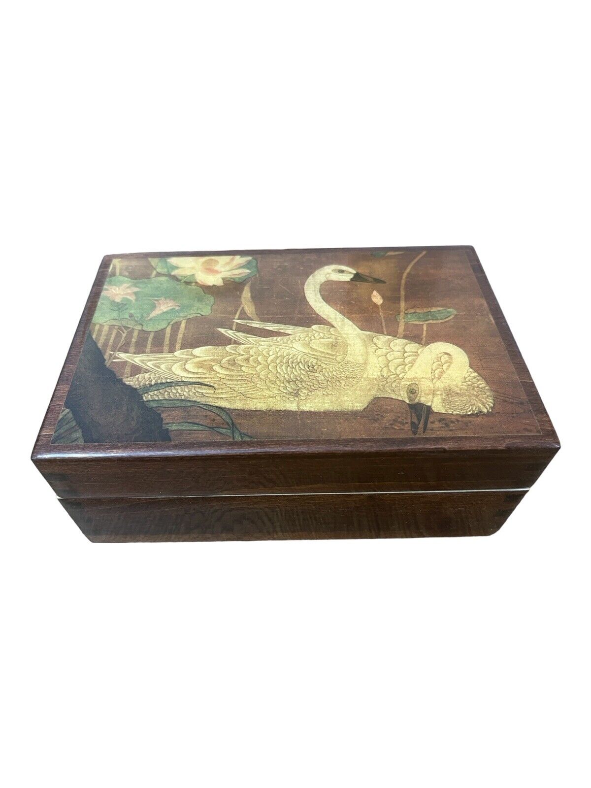 VINTAGE Reuge Music Box Swan Lake Italy Made Swiss Movement