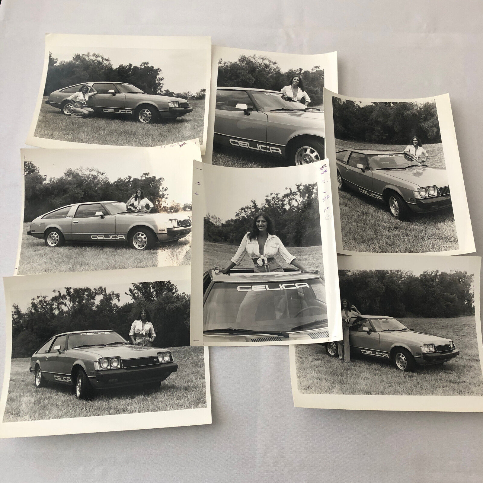 Model with Toyota Celica Car Photo Photograph Lot of 7x Vintage