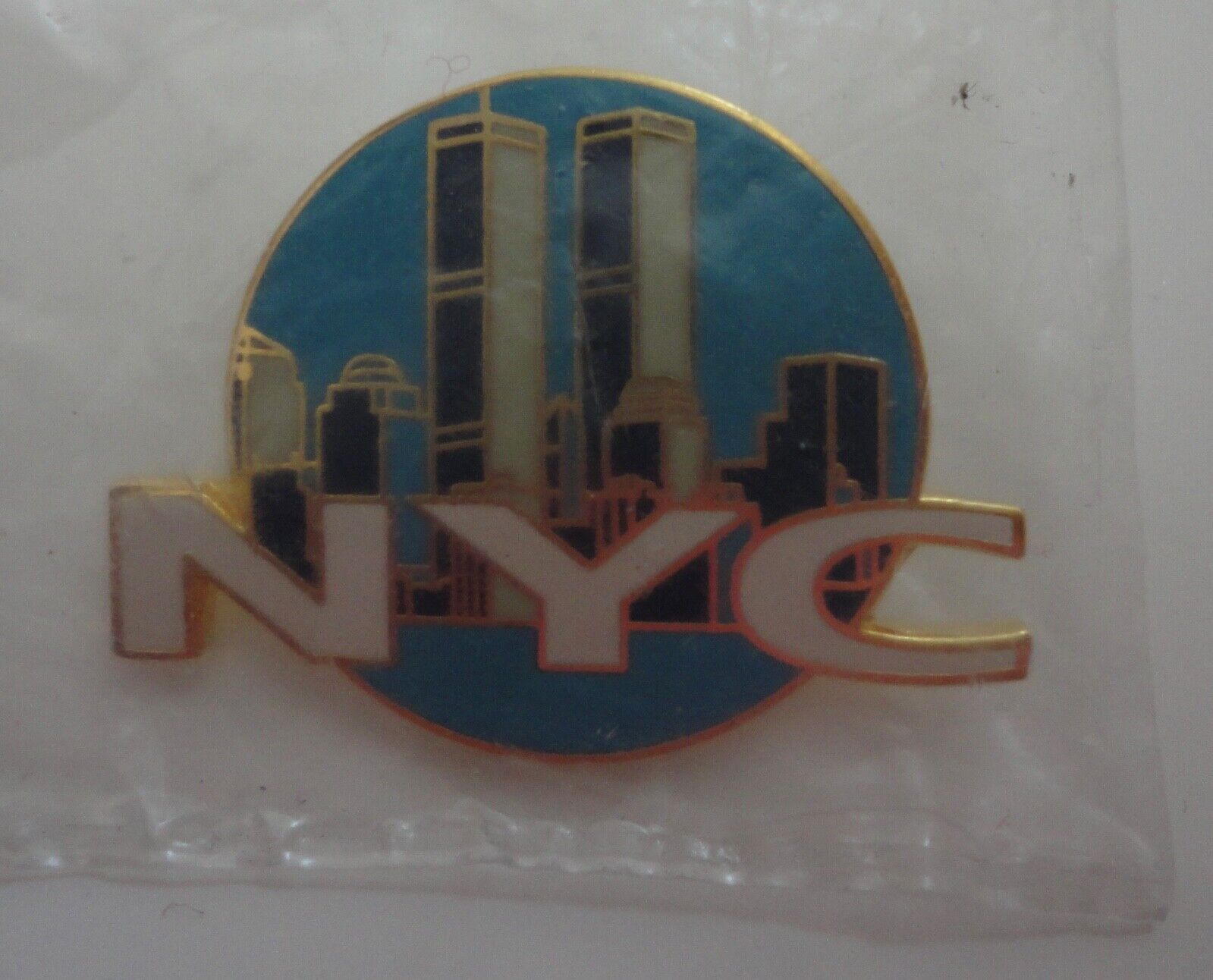 Vintage Pre 911 NYC World Trade Center Twin Towers Enamel Hat Lapel Pin New