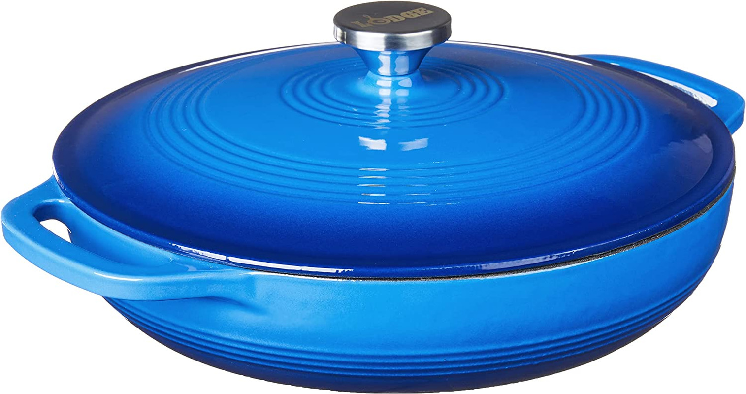 Casserole with Lid Oval 3.6 Quart Enameled Cast Iron Oven Stovetop Safe - Blue