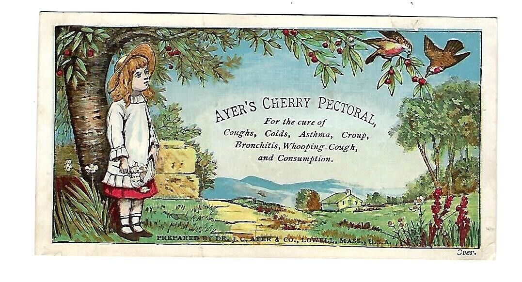 c1890 Trade Card Dr. J.C. Ayer & Co. Cherry Pectoral, For Coughs, Colds, etc.