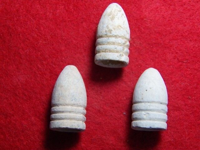 3 Excavated Civil War .58 Cal. Yankee 3-Ring Bullets - Manassas