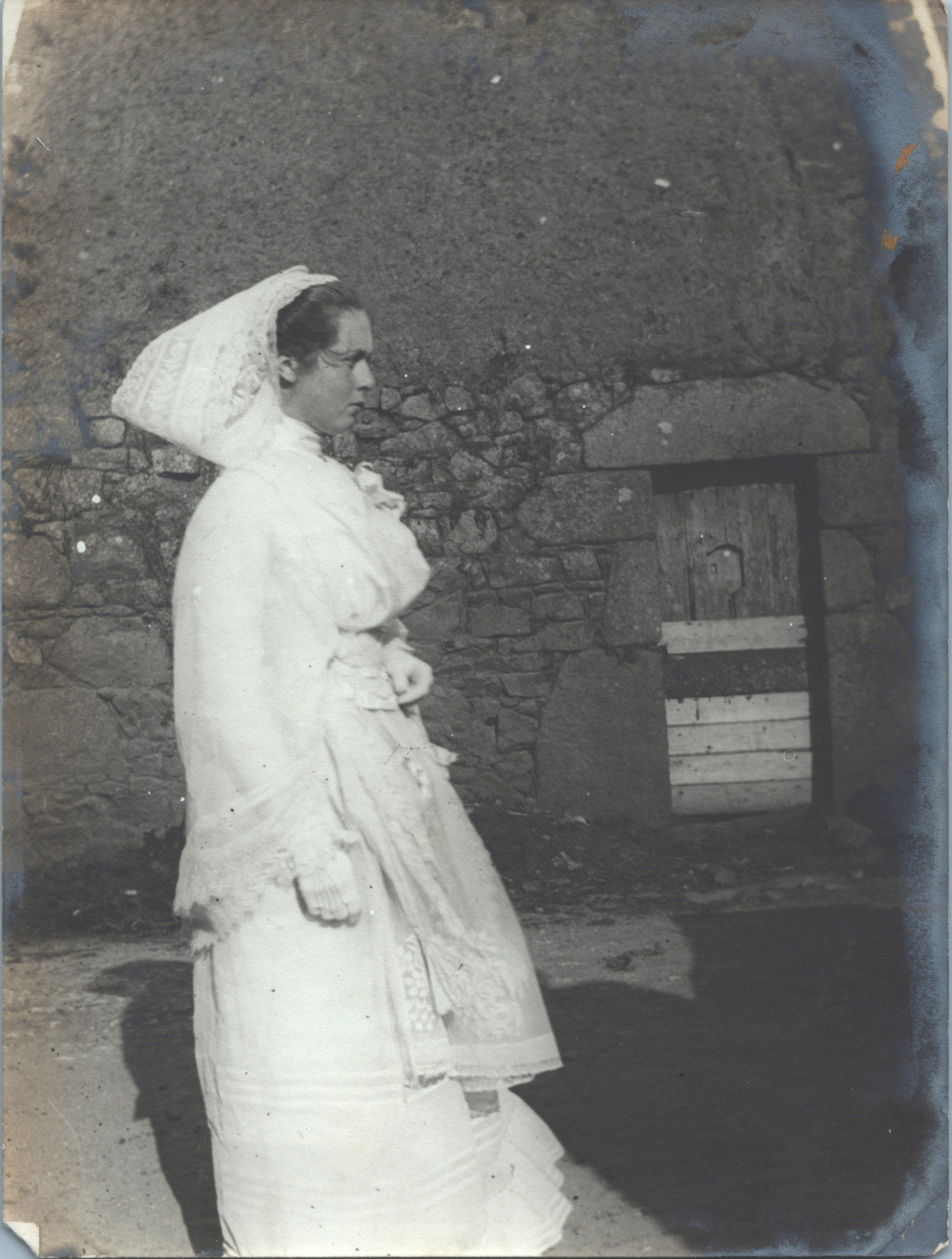 France, Brittany, Woman After Mass, Vintage Print, ca.1900 Vintage Print