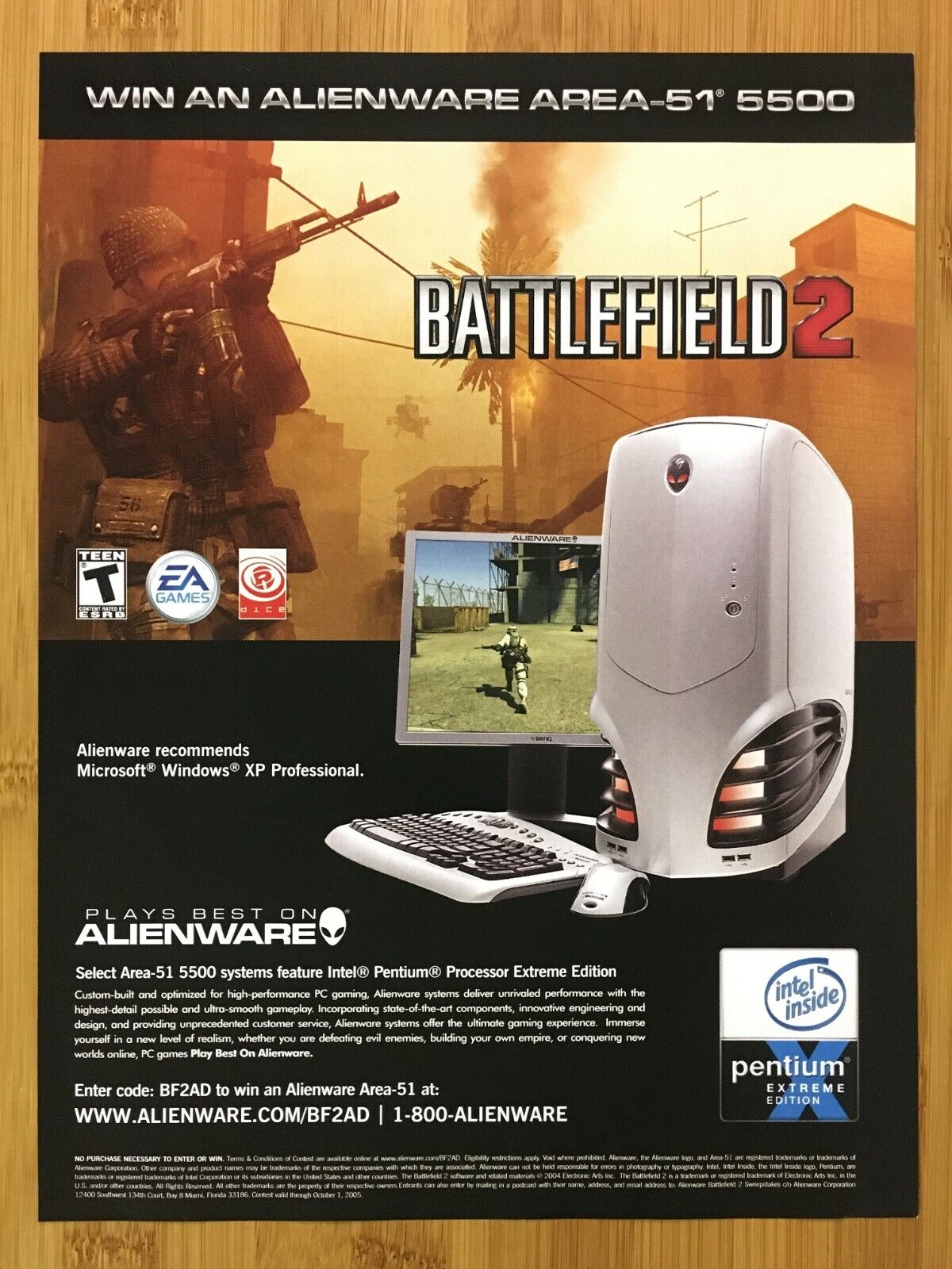 Battlefield 2 PC 2005 Print Ad/Poster Official Alienware Area 51 5500 Promo Art