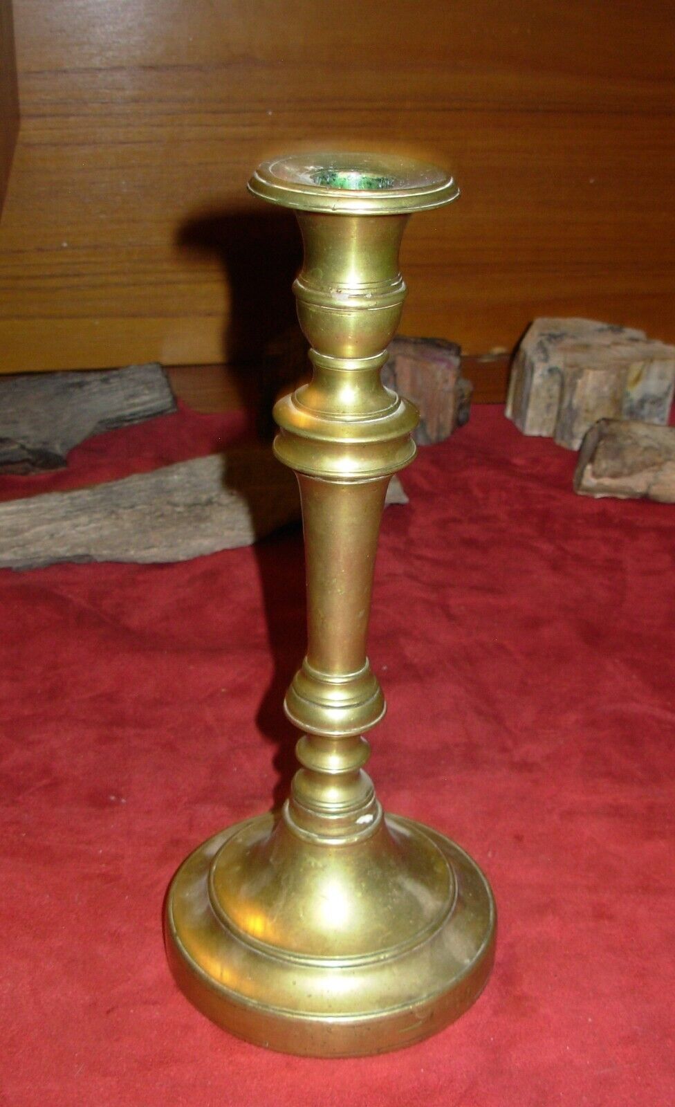 17-18th Century Heavy Bronze Candlestick-Hand Made Antique-2 3/4 pds