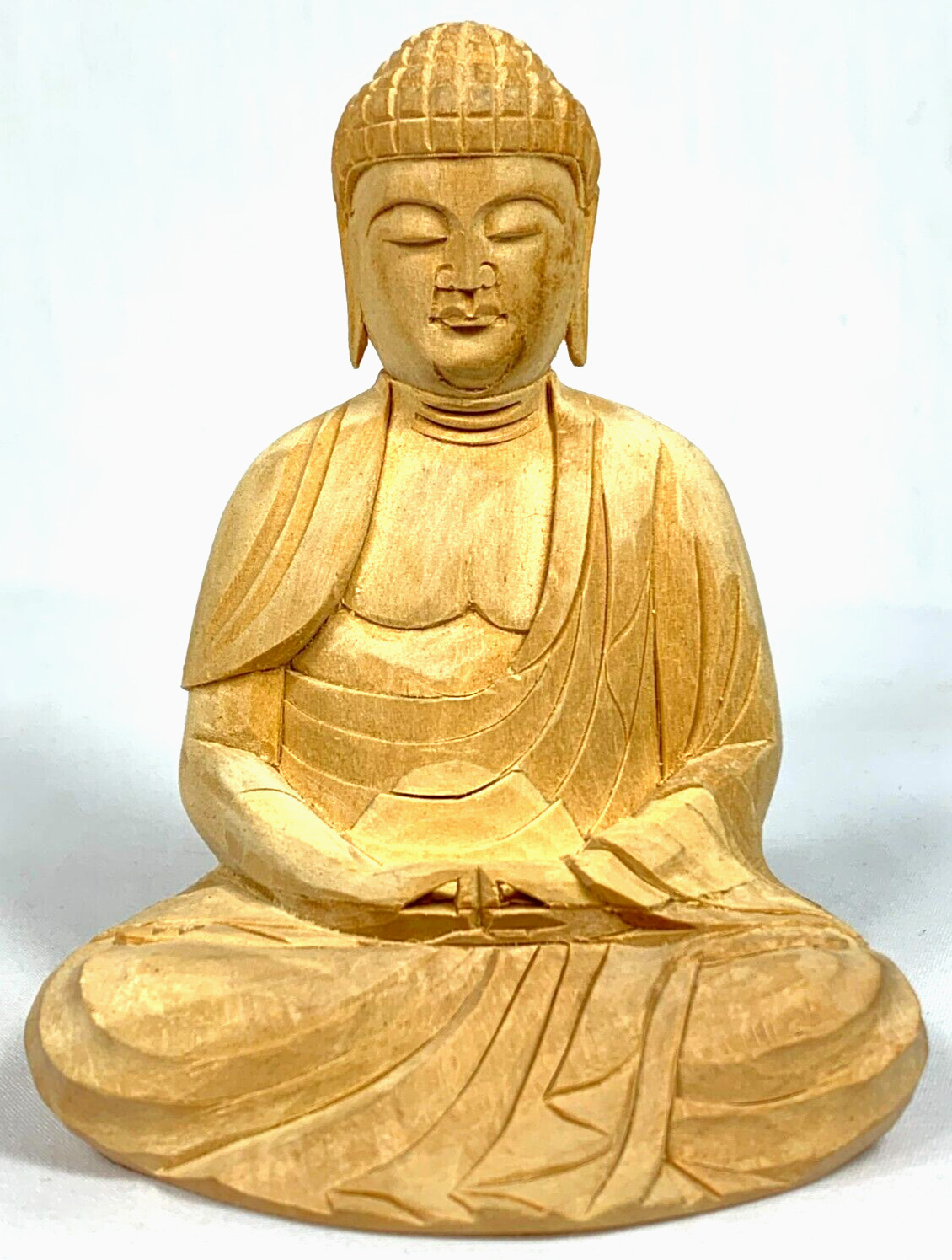 Buddha Wood Statue Vintage Shaka Nyorai Japan Hand Carving Sense of Serenity