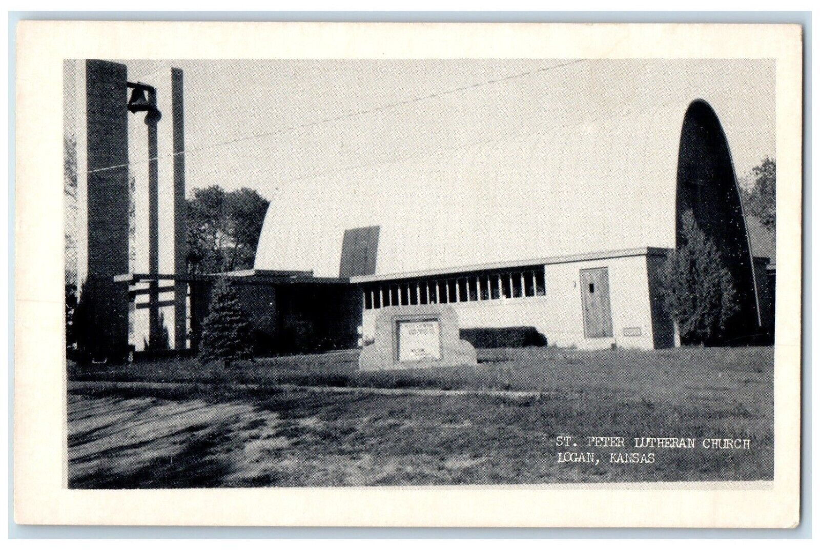 c1940 St. Peter Lutheran Church Chapel Exterior Logan Kansas KS Vintage Postcard