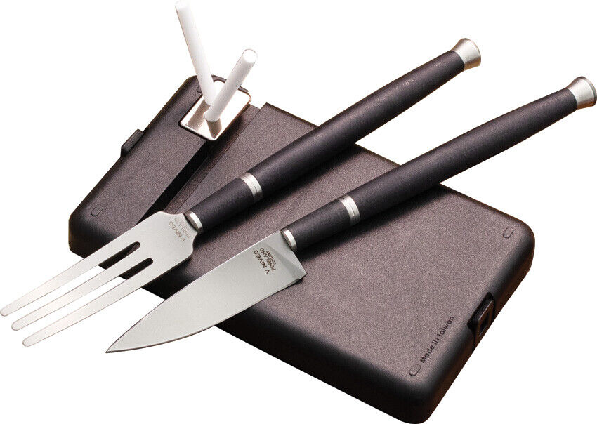 Spartan Blades 4pc Carnivore Personal Dining Black G10 Fork & Knife Set 