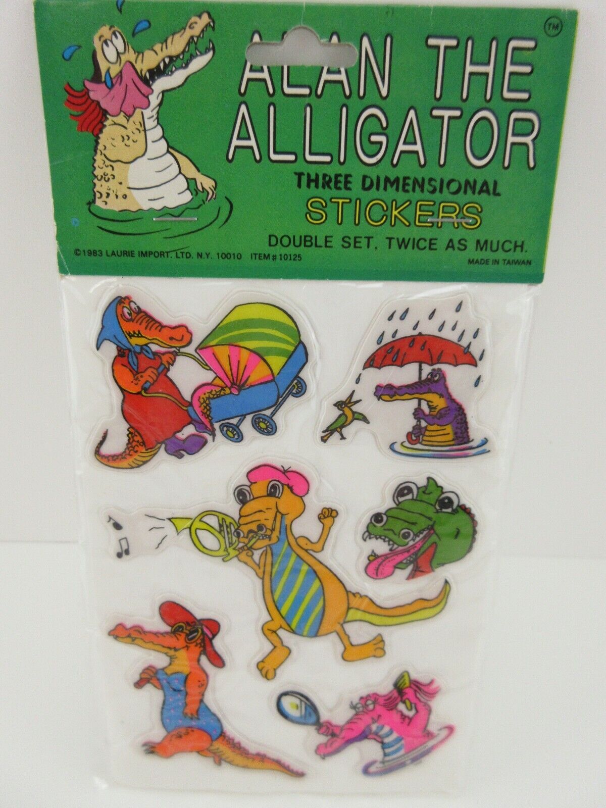 Vintage Alan The Alligator 3D Stickers 1983 NEW OLD STOCK