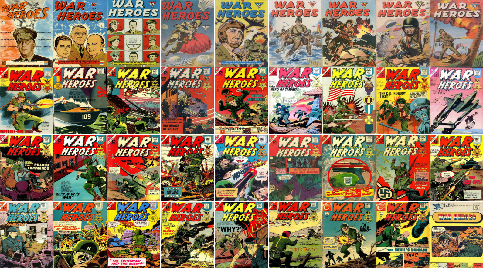 1942 - 1967 War Heroes Comic Book Package - 36 eBooks on CD